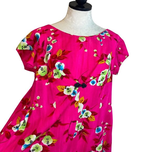 Vintage Womens Dress Size Large Pink Floral A Line Pleated Casual USA - Picture 4 of 7